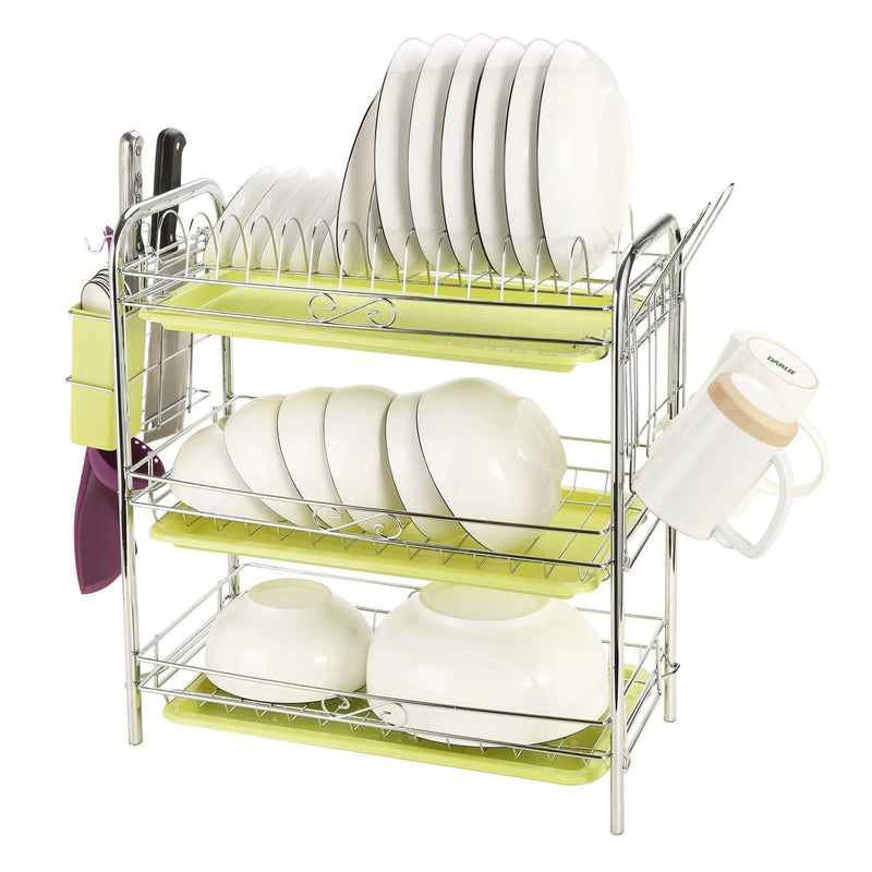 3 Tier Dish Drying Rack Drainer Kitchen Storage Board Cutlery Cup Shelf Kitchen & Dining - DailySale