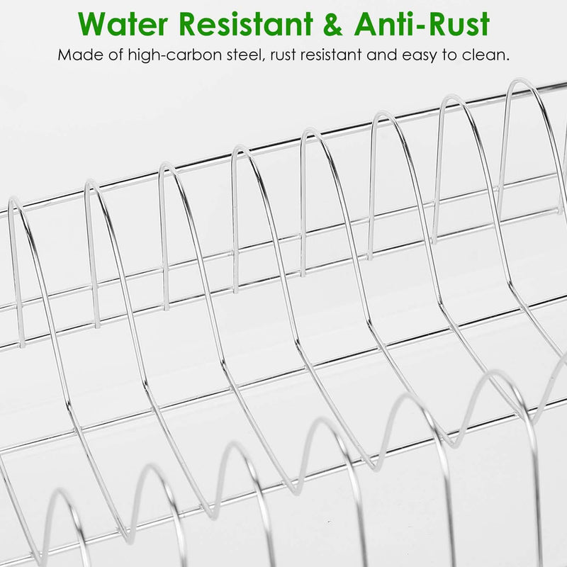 3-Tier Dish Drying Rack Shelf with 3 Drain Trays Chopping Board Kitchen Storage - DailySale