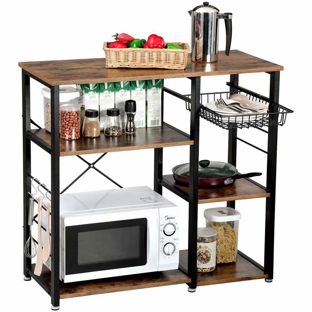 3-Tier Industrial Kitchen Baker's Rack Utility Microwave Oven Stand Storage Cart Workstation Shelf, Vintage Kitchen & Dining - DailySale