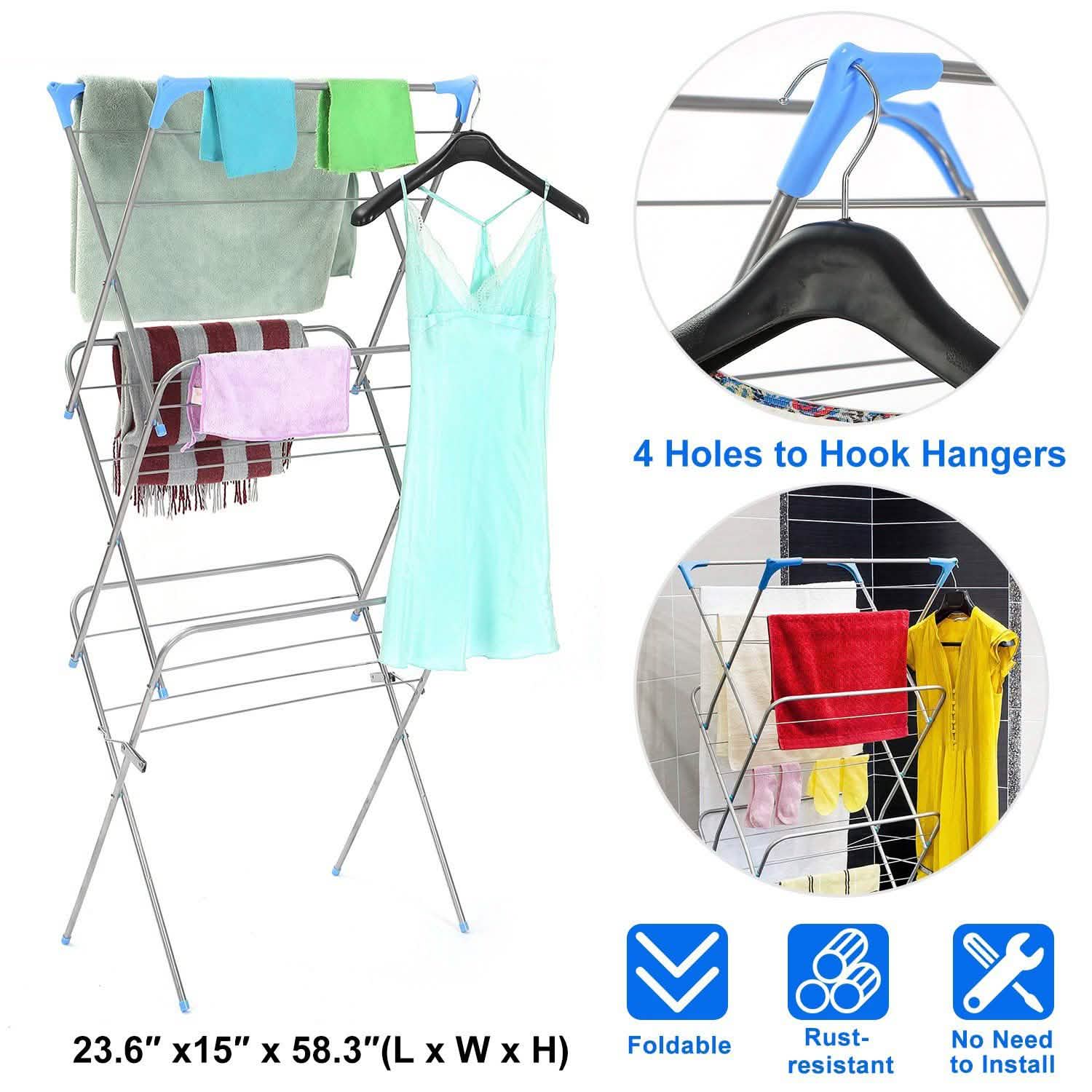 3 Tier Laundry Rack Foldable Clothes Drying Rack Closet & Storage - DailySale