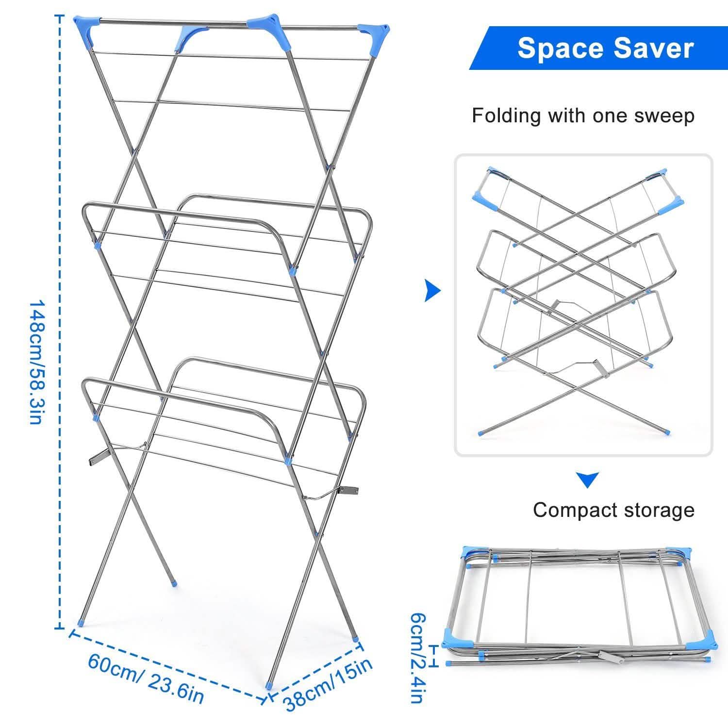 3 Tier Laundry Rack Foldable Clothes Drying Rack Closet & Storage - DailySale