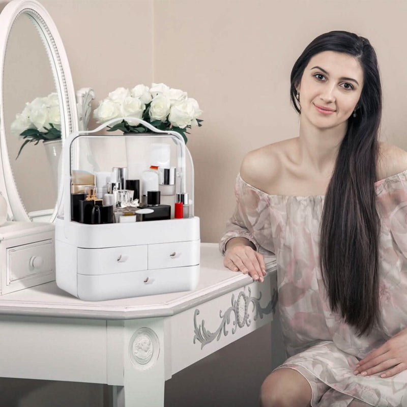 3-Tier Makeup Organizers Cosmetic Storage Box with Dustproof Waterproof Lid Closet & Storage - DailySale