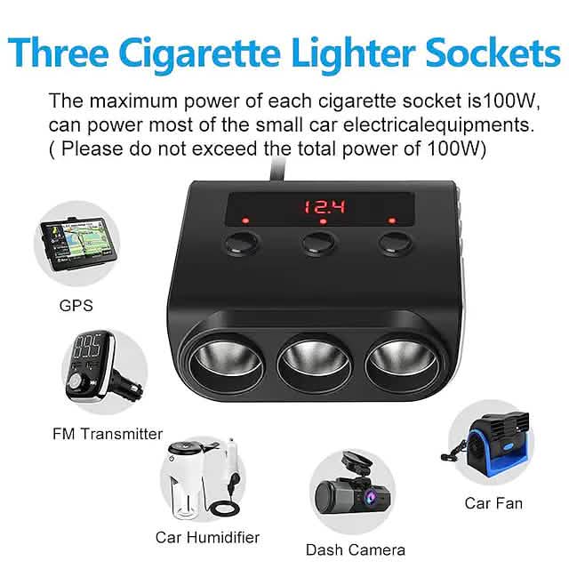 3-Way Car Plug Charger Adapter Automotive - DailySale
