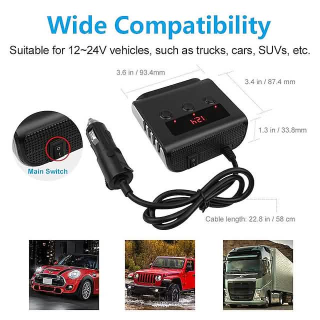 3-Way Car Plug Charger Adapter Automotive - DailySale