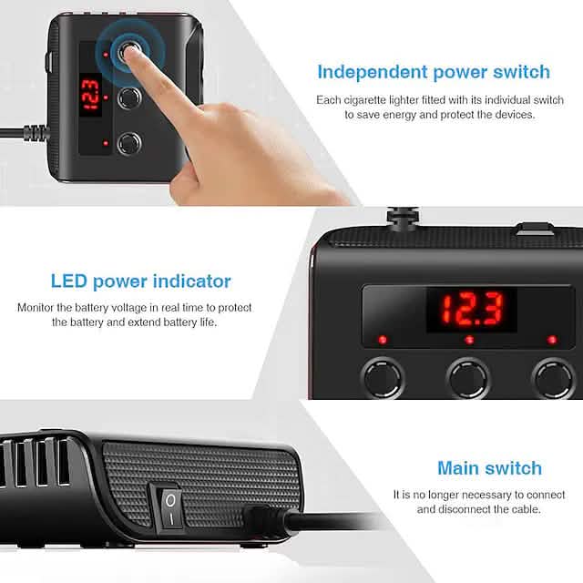 3-Way Car Plug Charger Adapter Automotive - DailySale