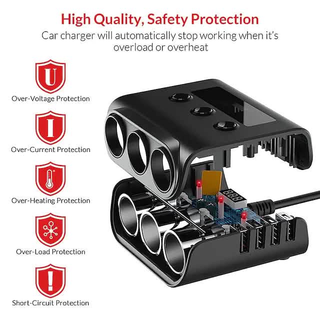 3-Way Car Plug Charger Adapter Automotive - DailySale