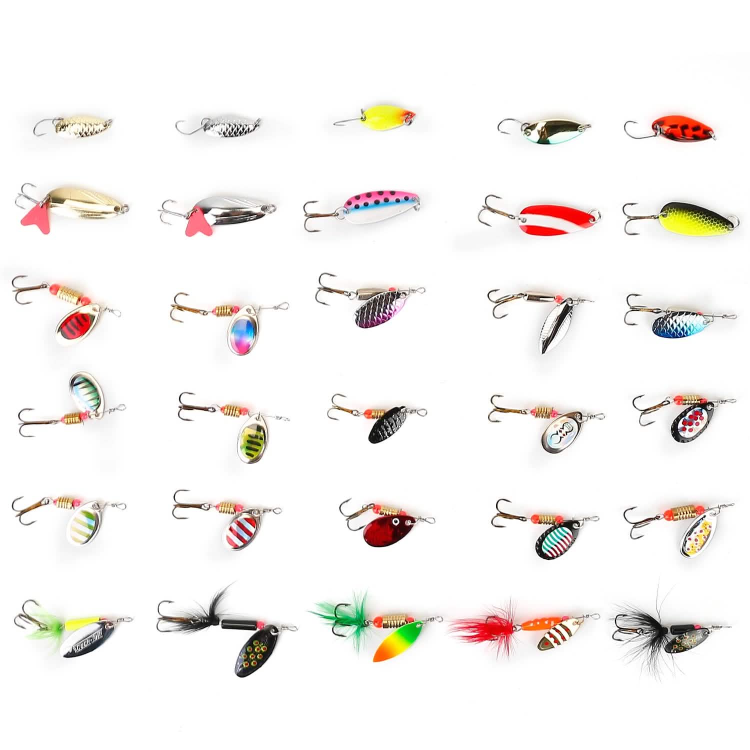 30-Piece: Fishing Metal Spoon Lures Kit Sports & Outdoors - DailySale