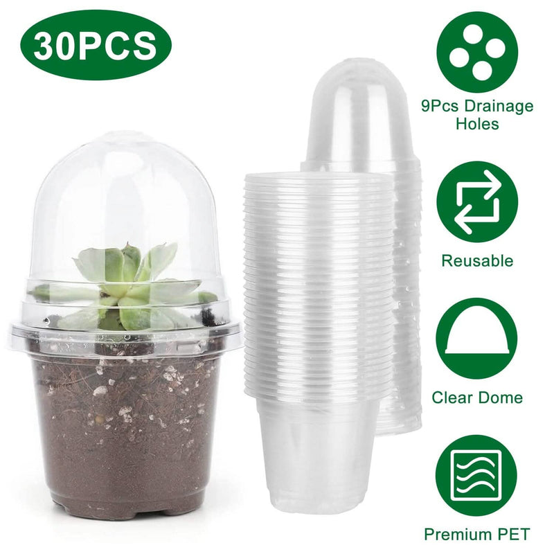 30-Pieces: Plant Nursery Pots PET Flower Seed Starting Pots Container with Dome Drainage Holes Garden & Patio - DailySale
