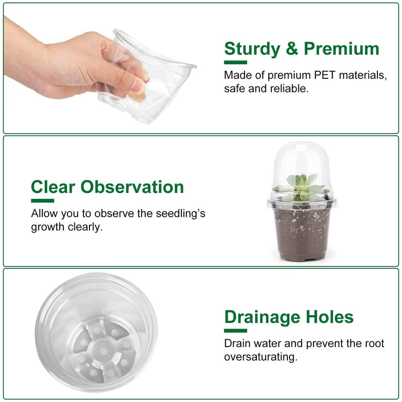 30-Pieces: Plant Nursery Pots PET Flower Seed Starting Pots Container with Dome Drainage Holes Garden & Patio - DailySale