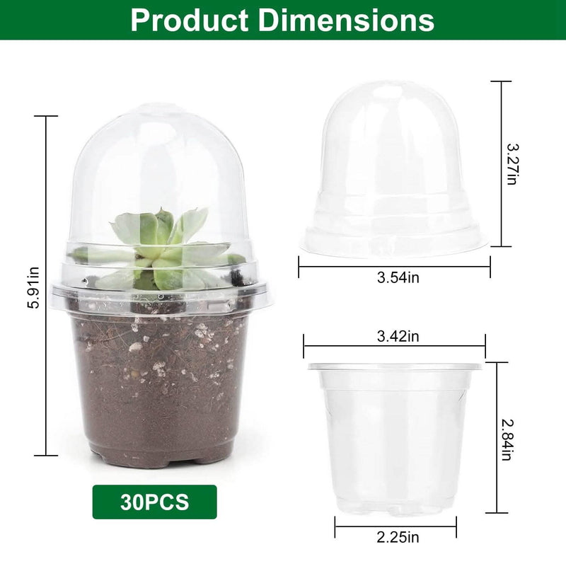 30-Pieces: Plant Nursery Pots PET Flower Seed Starting Pots Container with Dome Drainage Holes Garden & Patio - DailySale