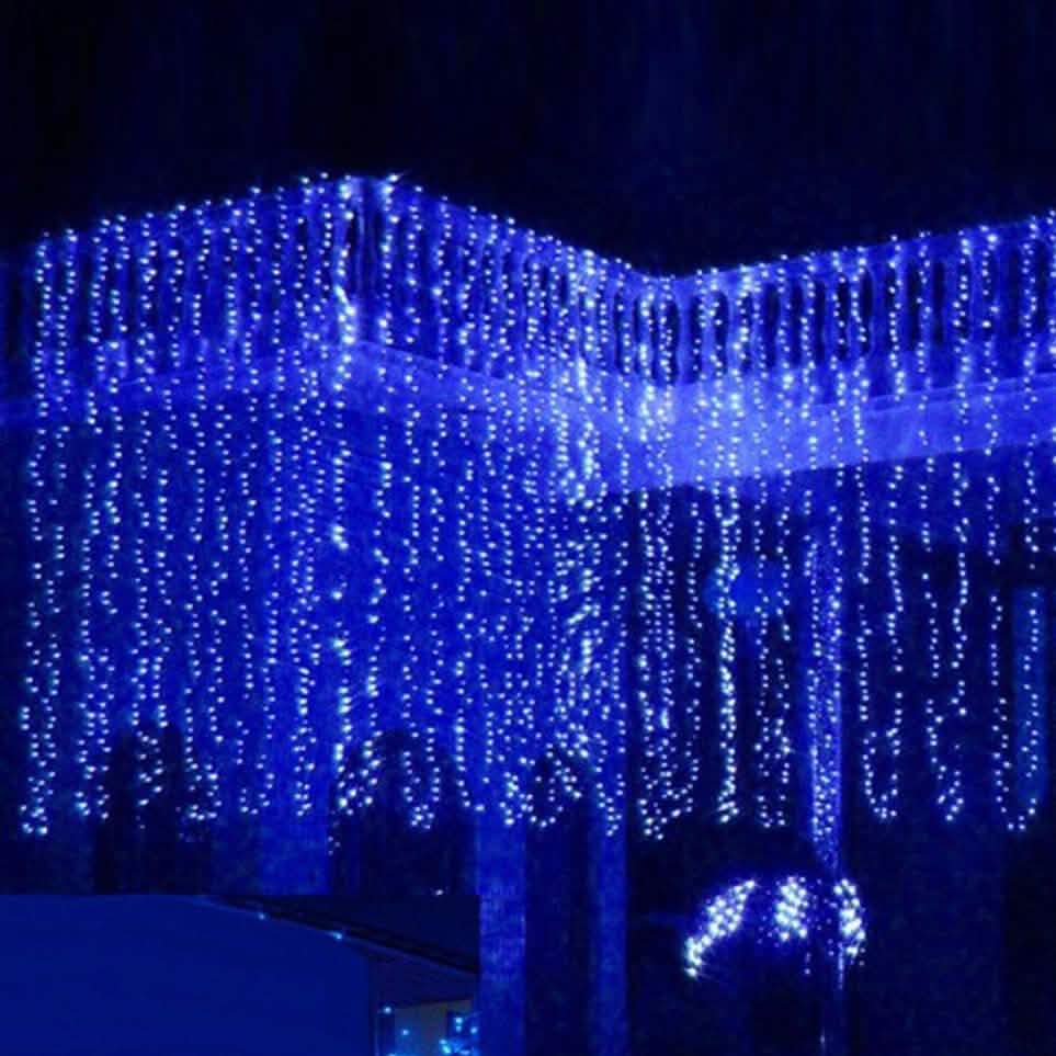 300 LED Blue Fairy String Light Curtain Light with Controller Lighting & Decor - DailySale