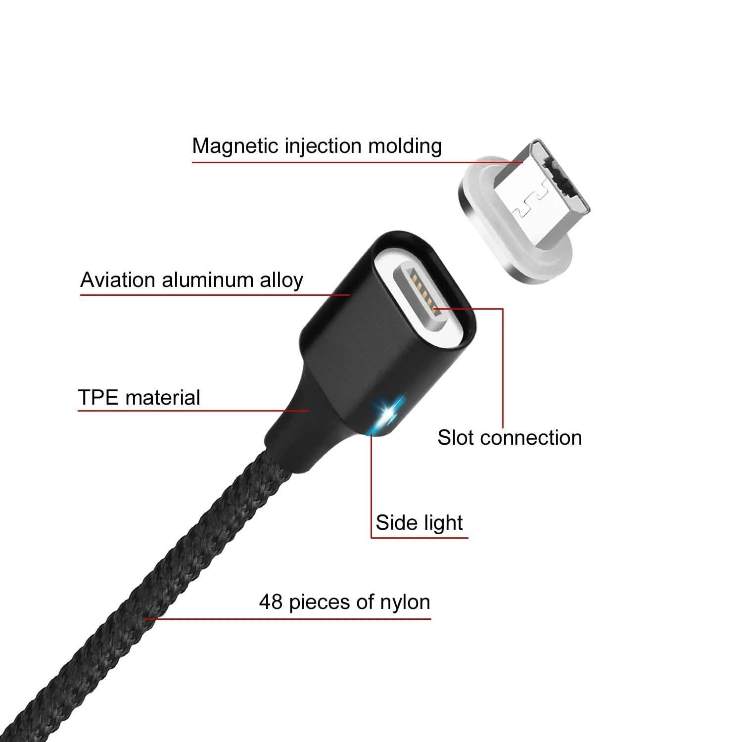 3.0A Magnetic Micro USB Android Interface Fast Charging Mobile Accessories - DailySale