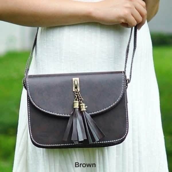 Snap-Close Tassels Crossbody - Brown - DailySale, Inc