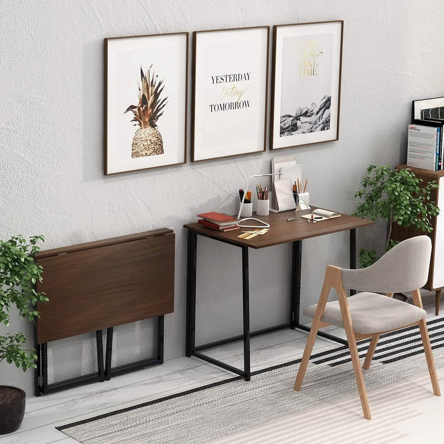 31.5" Small Desk No-Assembly Folding Computer Desk Computer Accessories - DailySale