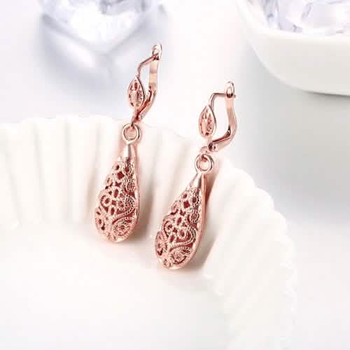18K Gold Laser Cut Filigree Drop Earrings - Assorted Colors - DailySale, Inc