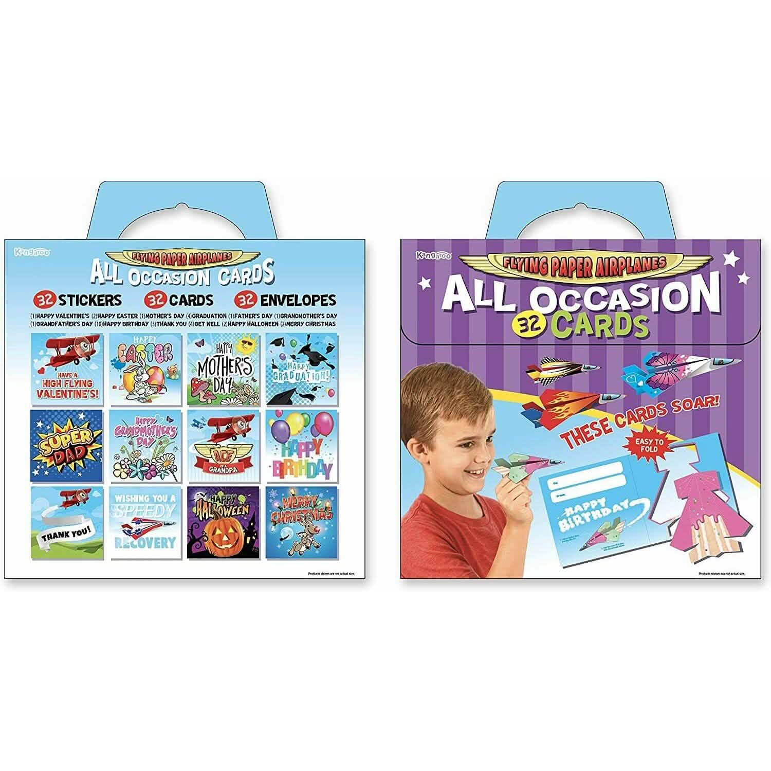 32 Folding Paper Airplanes All Occasion Greeting Cards with Envelopes and Stickers Toys & Hobbies - DailySale