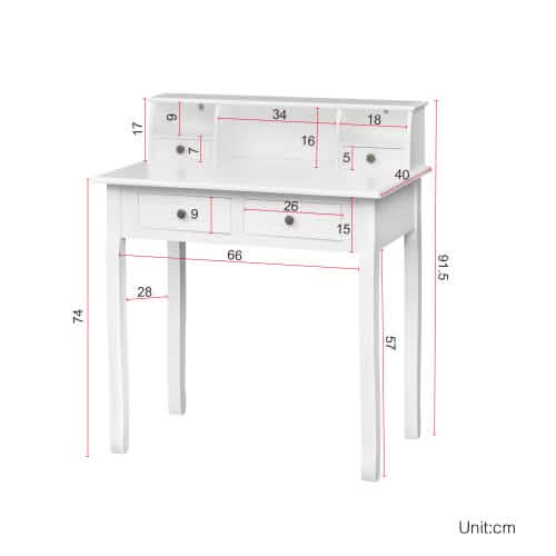 32" Wooden Secretary Desk Bedroom Small Dresser with 4 Storage Drawers Furniture & Decor - DailySale