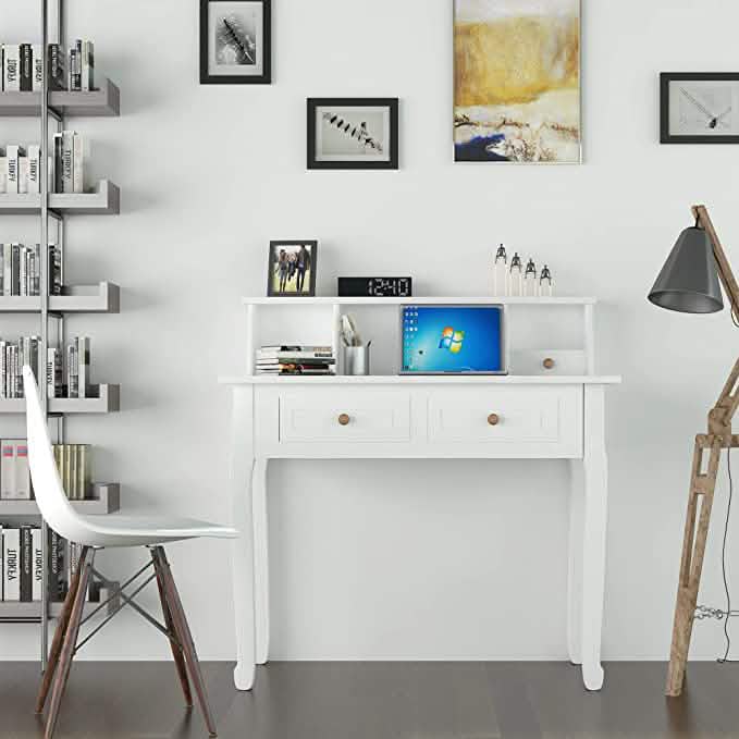 32" Wooden Secretary Desk Bedroom Small Dresser with 4 Storage Drawers Furniture & Decor - DailySale