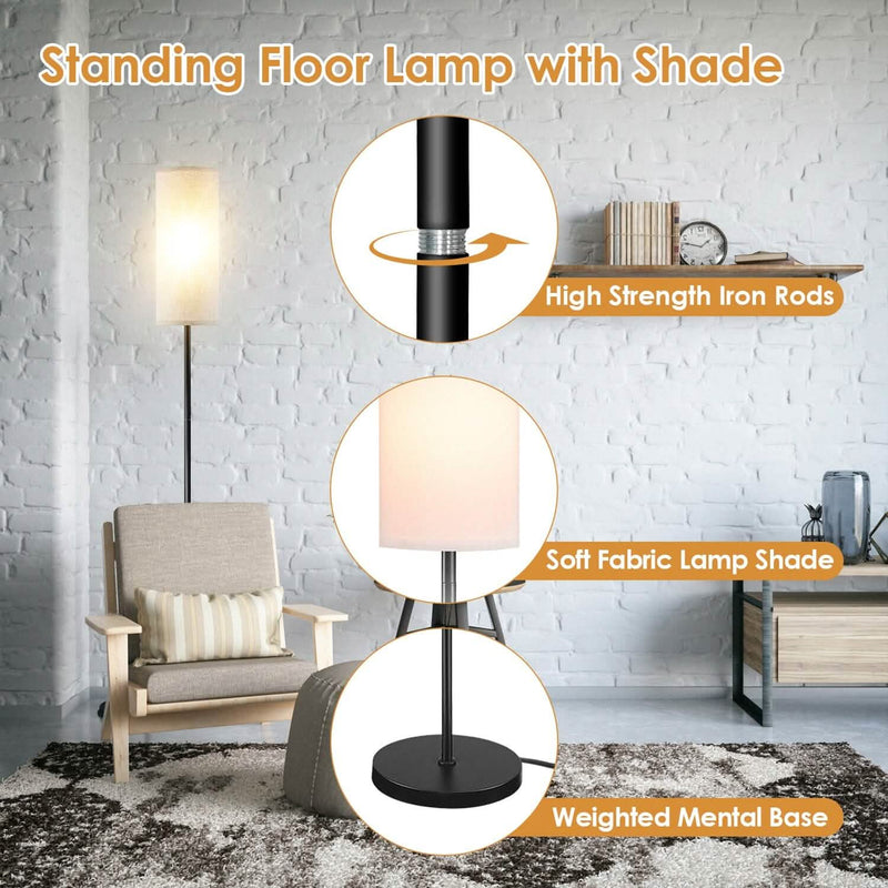 3200K Warm Yellow Light Modern Standing Lamp with Foot Switch 6W Bulb Indoor Lighting - DailySale