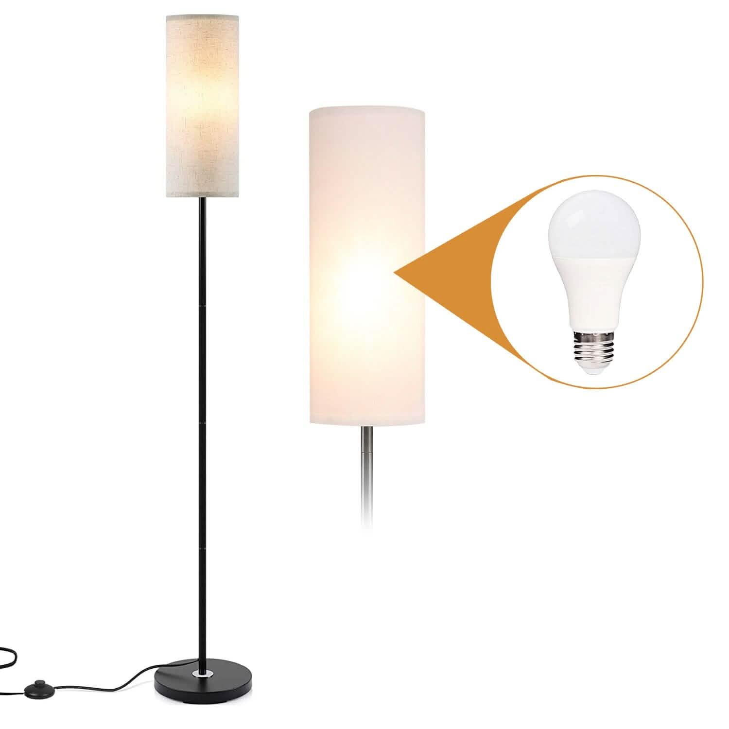 3200K Warm Yellow Light Modern Standing Lamp with Foot Switch 6W Bulb Indoor Lighting - DailySale