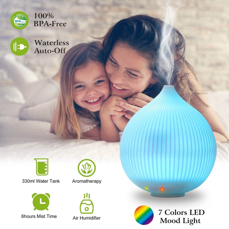 330ml Cool Mist Humidifier with 7 Color LED Lights Wellness - DailySale
