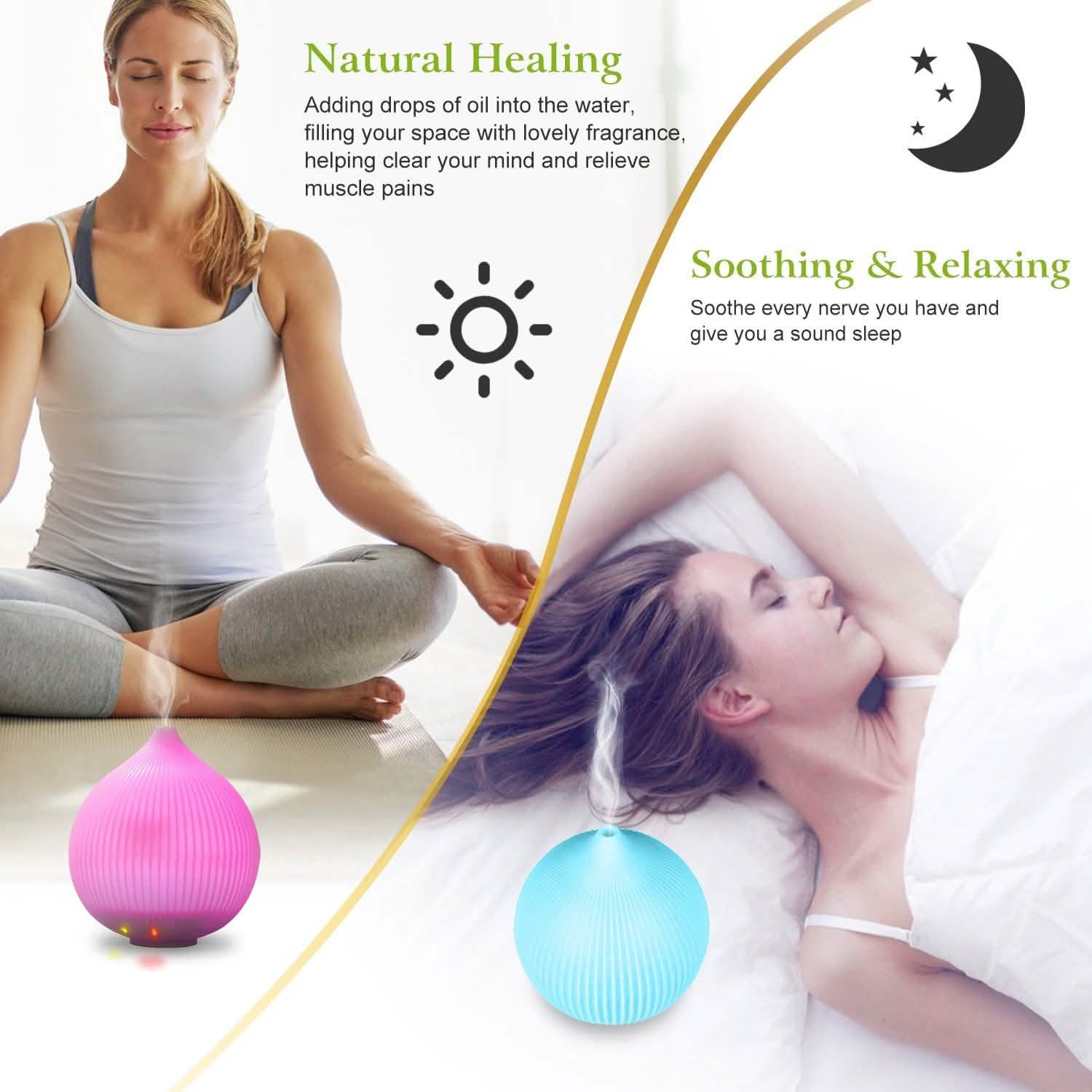 330ml Cool Mist Humidifier with 7 Color LED Lights Wellness - DailySale
