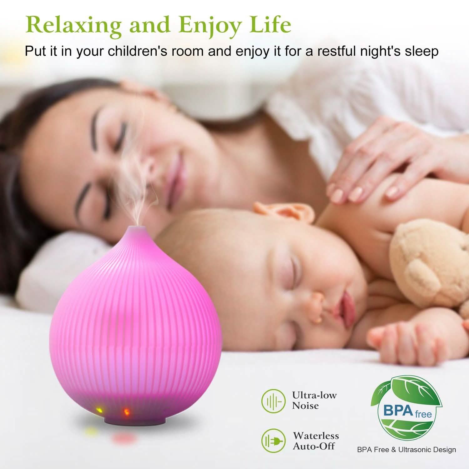 330ml Cool Mist Humidifier with 7 Color LED Lights Wellness - DailySale