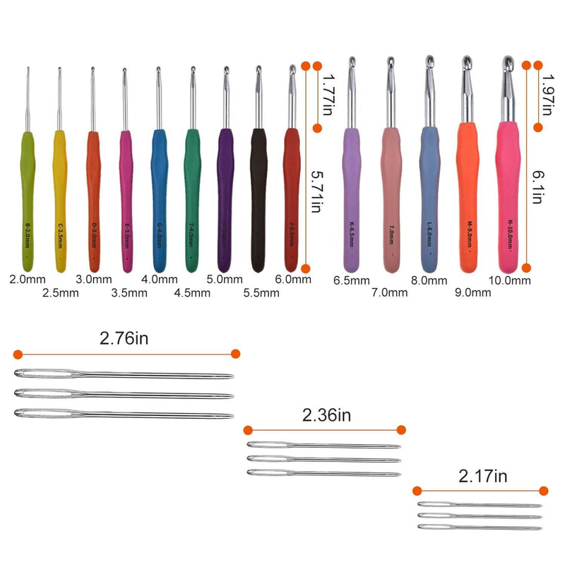 34-Piece Set: Aluminum Handle Crochet Hook Needles Knitting Tool Arts & Crafts - DailySale