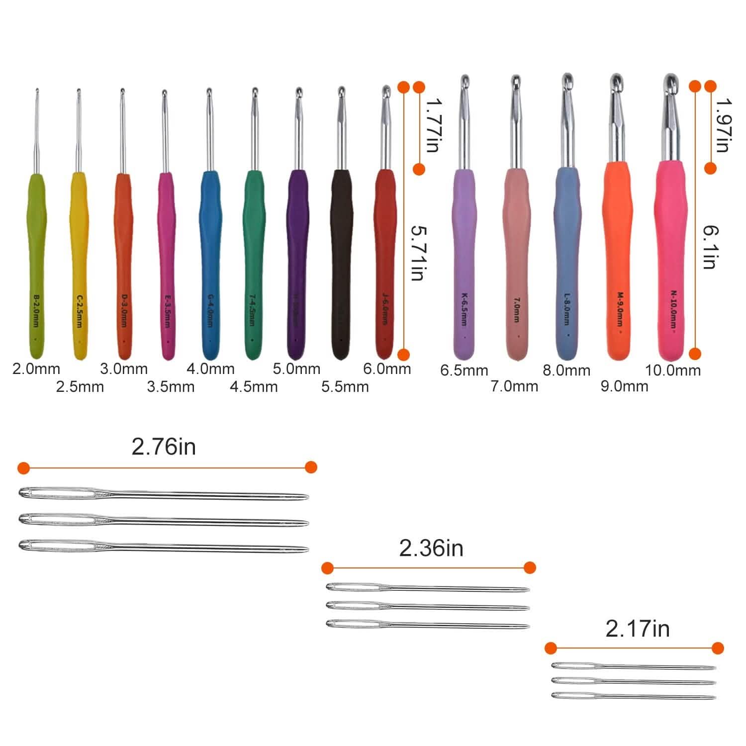 34-Piece Set: Aluminum Handle Crochet Hook Needles Knitting Tool Arts & Crafts - DailySale