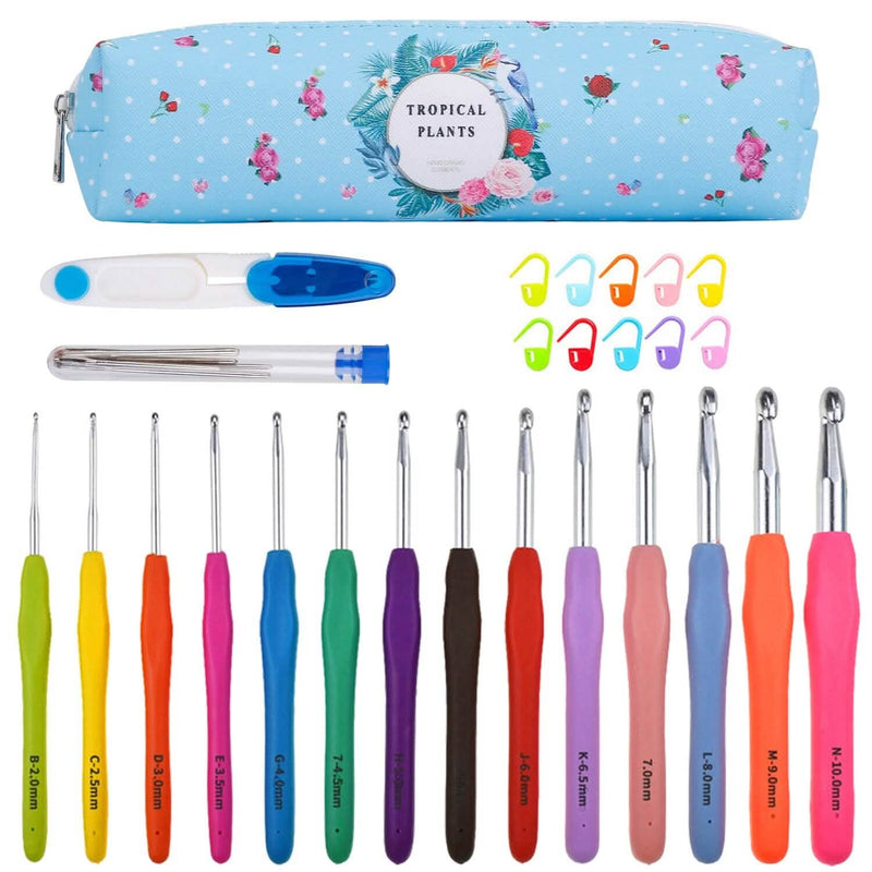 34-Piece Set: Aluminum Handle Crochet Hook Needles Knitting Tool Arts & Crafts - DailySale