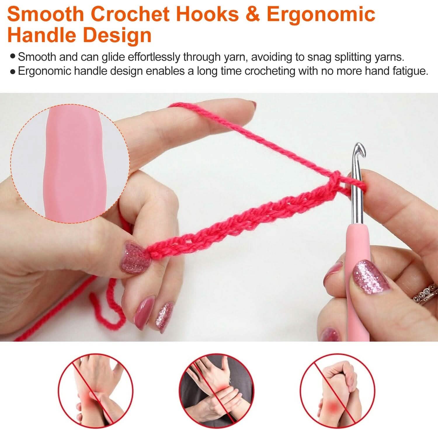 34-Piece Set: Aluminum Handle Crochet Hook Needles Knitting Tool Arts & Crafts - DailySale