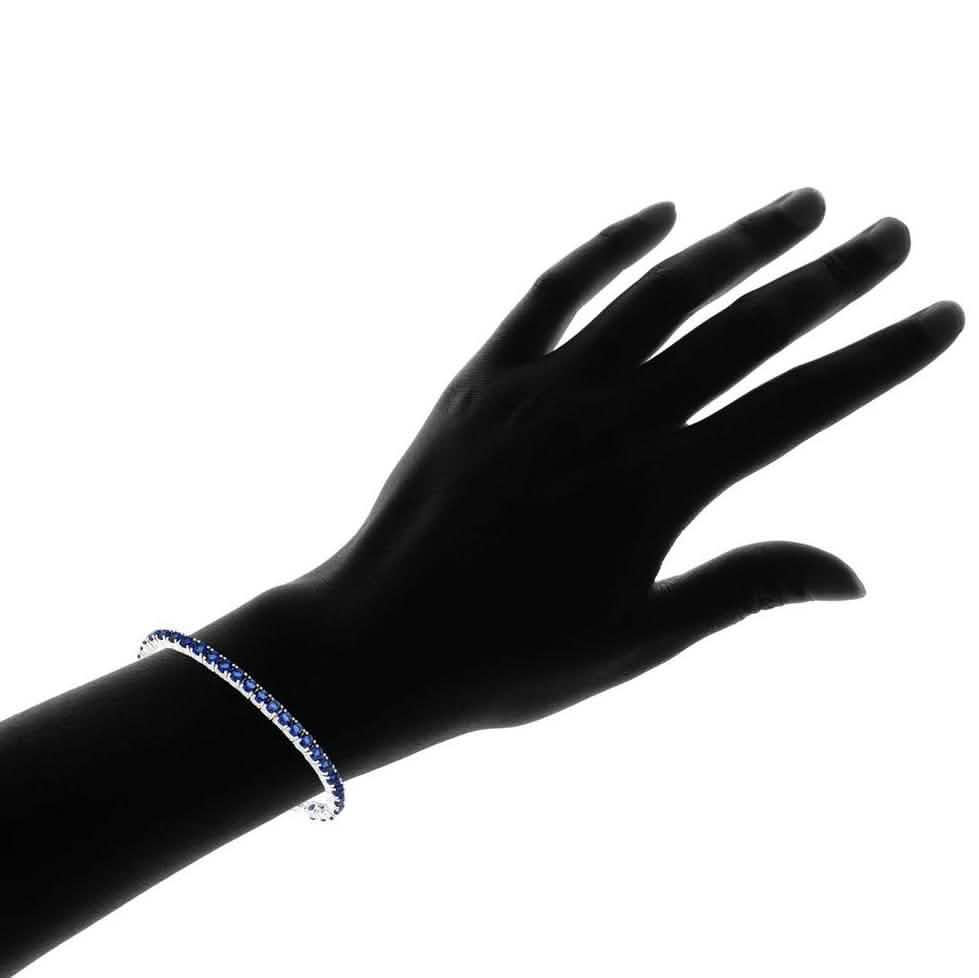 3.55 CTW Created Blue Sapphire Cord Adjustable Bracelet by MUIBLU Gems Bracelets - DailySale