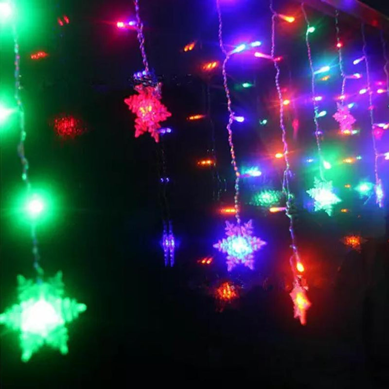 3.5M 96LED Snowflake String Curtain Lights String & Fairy Lights Multicolor - DailySale