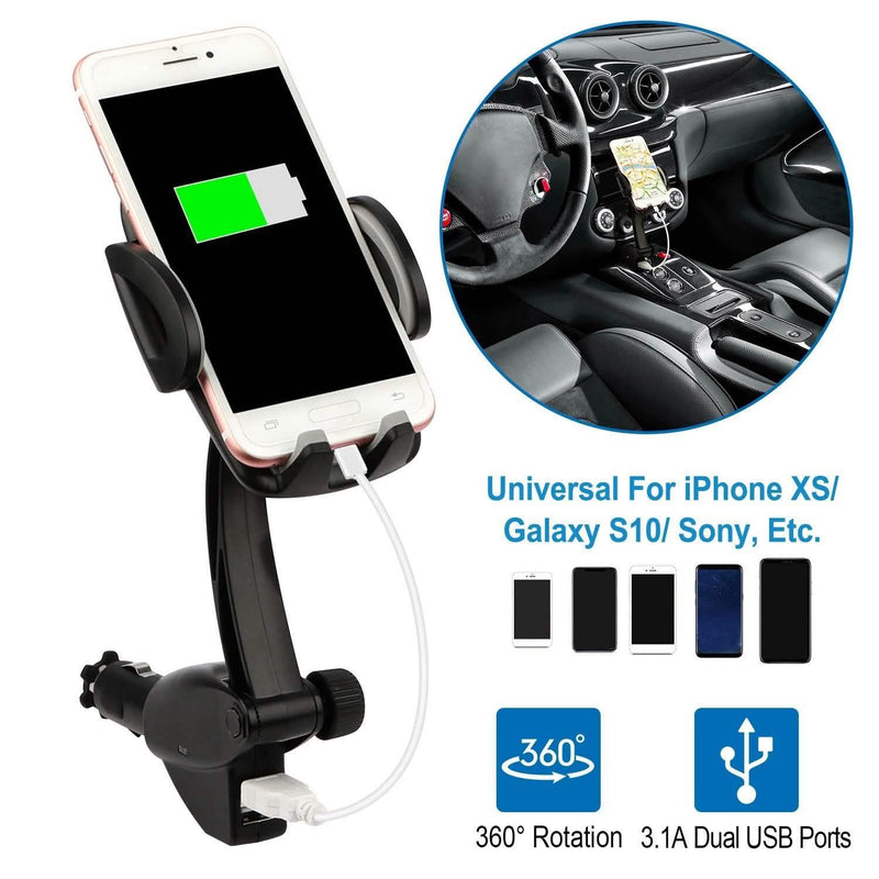 360° Dual USB Smartphone Mounting Car Charger Automotive - DailySale