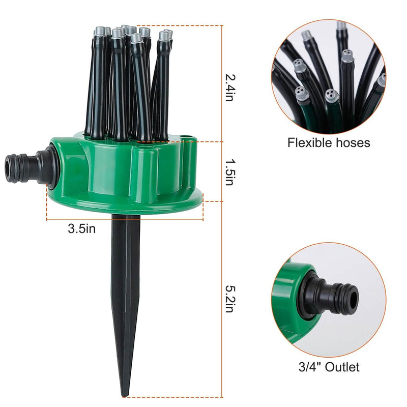 360° Flexible Lawn Sprinkler Automatic 12 Tubes Garden Water Irrigation Sprayers Garden & Patio - DailySale