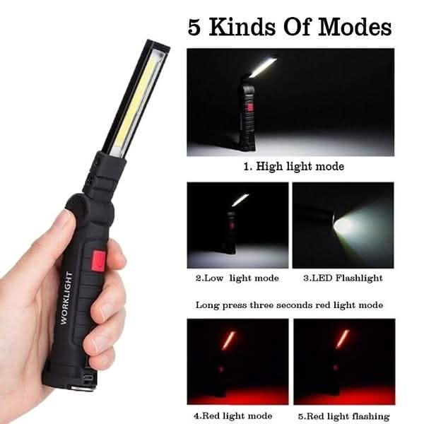 360° Rotation Inspection Lamp LED + COB Flexible Cordless Rechargeable Work Light Outdoor Lighting - DailySale