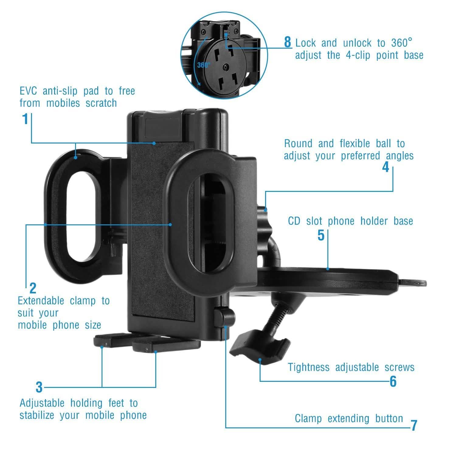 360° Universal CD Slot Car Phone Mount Automotive - DailySale