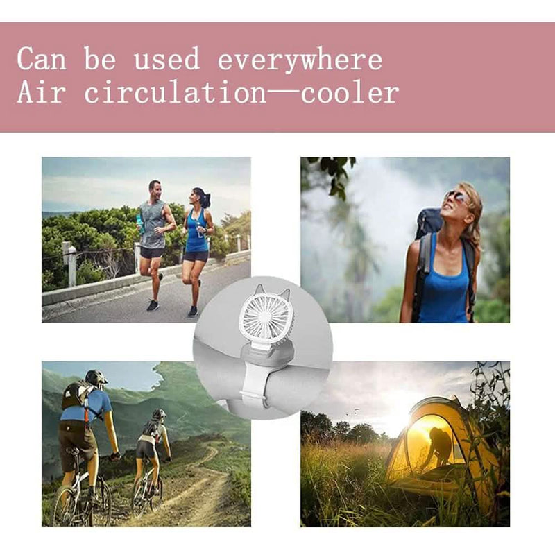 360°Rotation Kids Portable Wrist Strap Mini Watch Hand Held Fan Cat Design Sports & Outdoors - DailySale