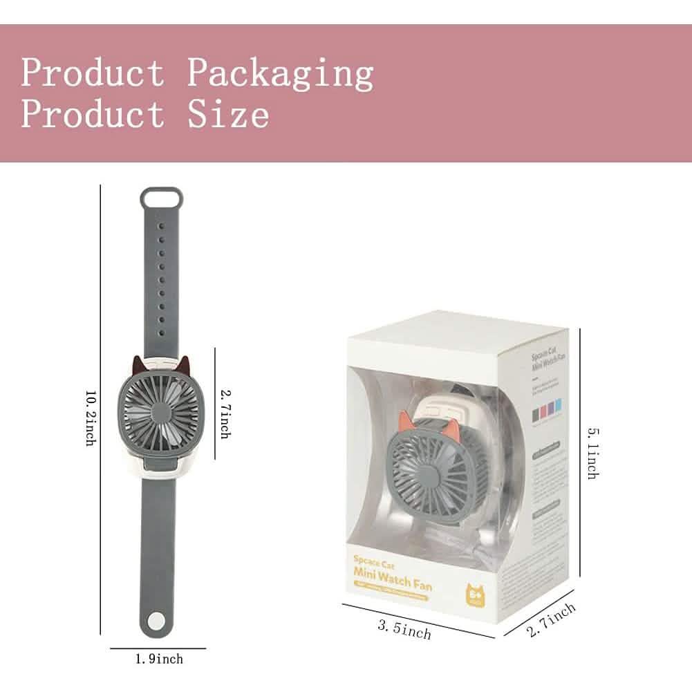 360°Rotation Kids Portable Wrist Strap Mini Watch Hand Held Fan Cat Design Sports & Outdoors - DailySale