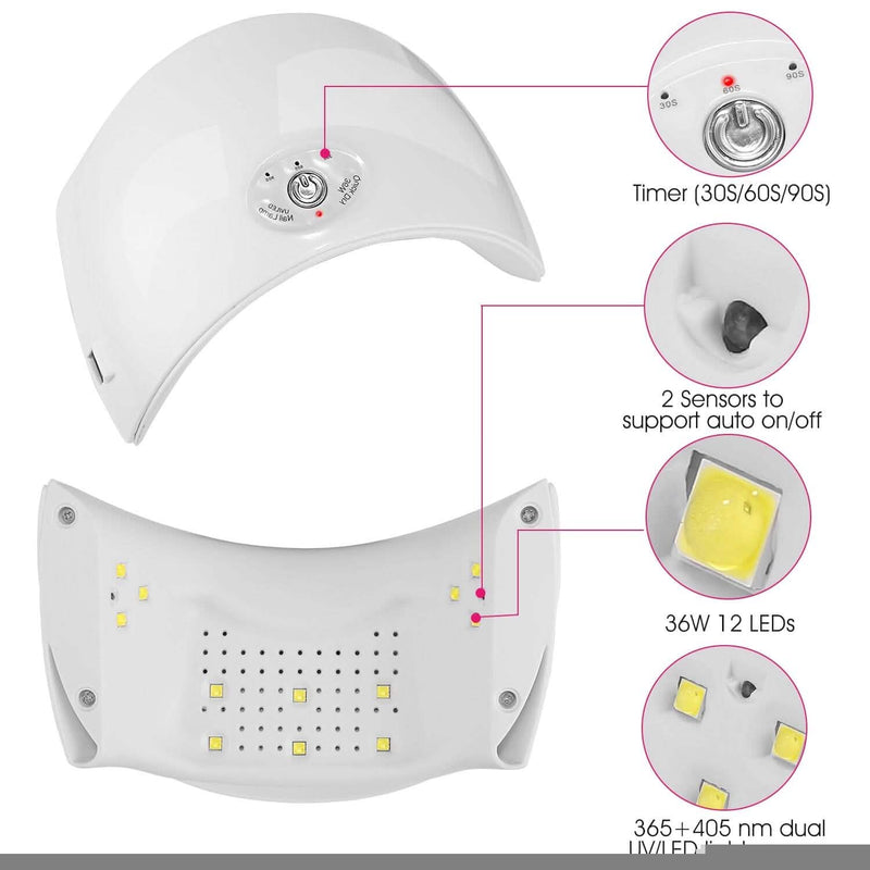 36W UV LED Lamp Nail Gel Dryer 12 LED Sensor Gel Curing Machine Beauty & Personal Care - DailySale