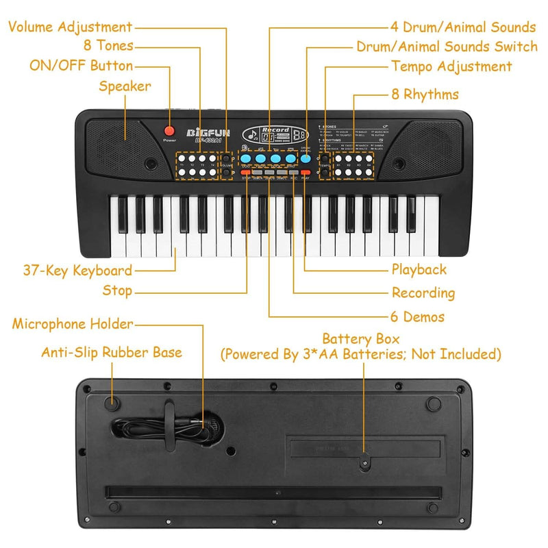 37 Keys Digital Music Electronic Keyboard Instrument with Microphone Toys & Games - DailySale