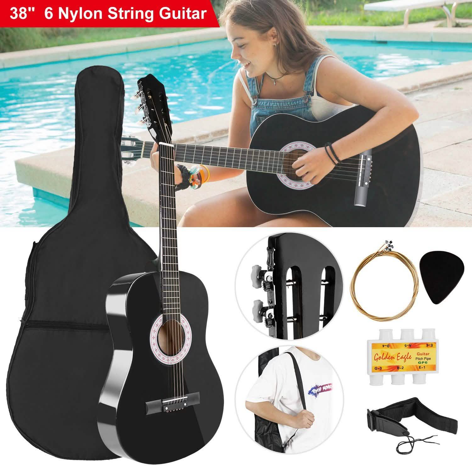 38" Acoustic Beginners Guitar with Guitar Bag Strap Tuner Extra String Toys & Hobbies - DailySale
