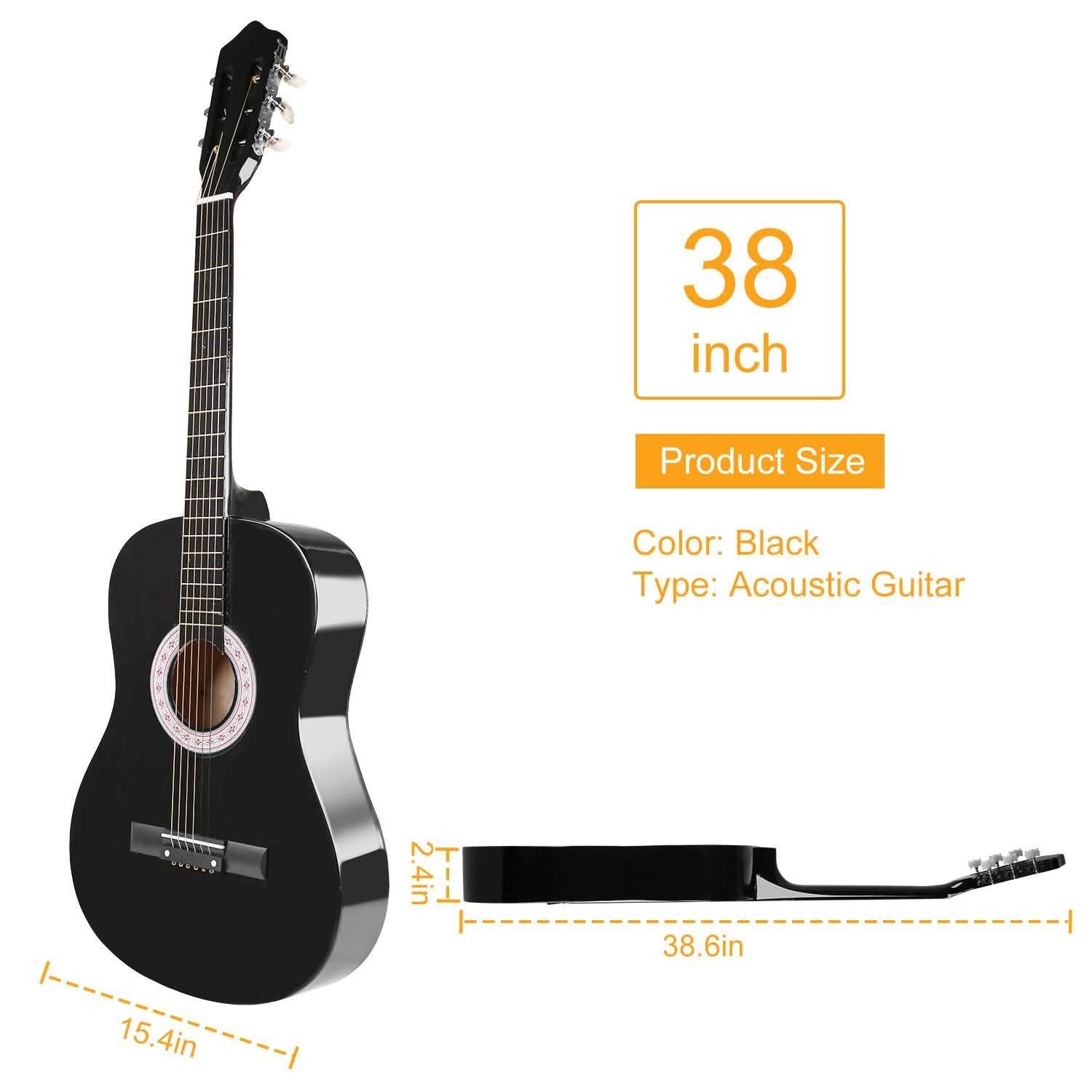 38" Acoustic Beginners Guitar with Guitar Bag Strap Tuner Extra String Toys & Hobbies - DailySale