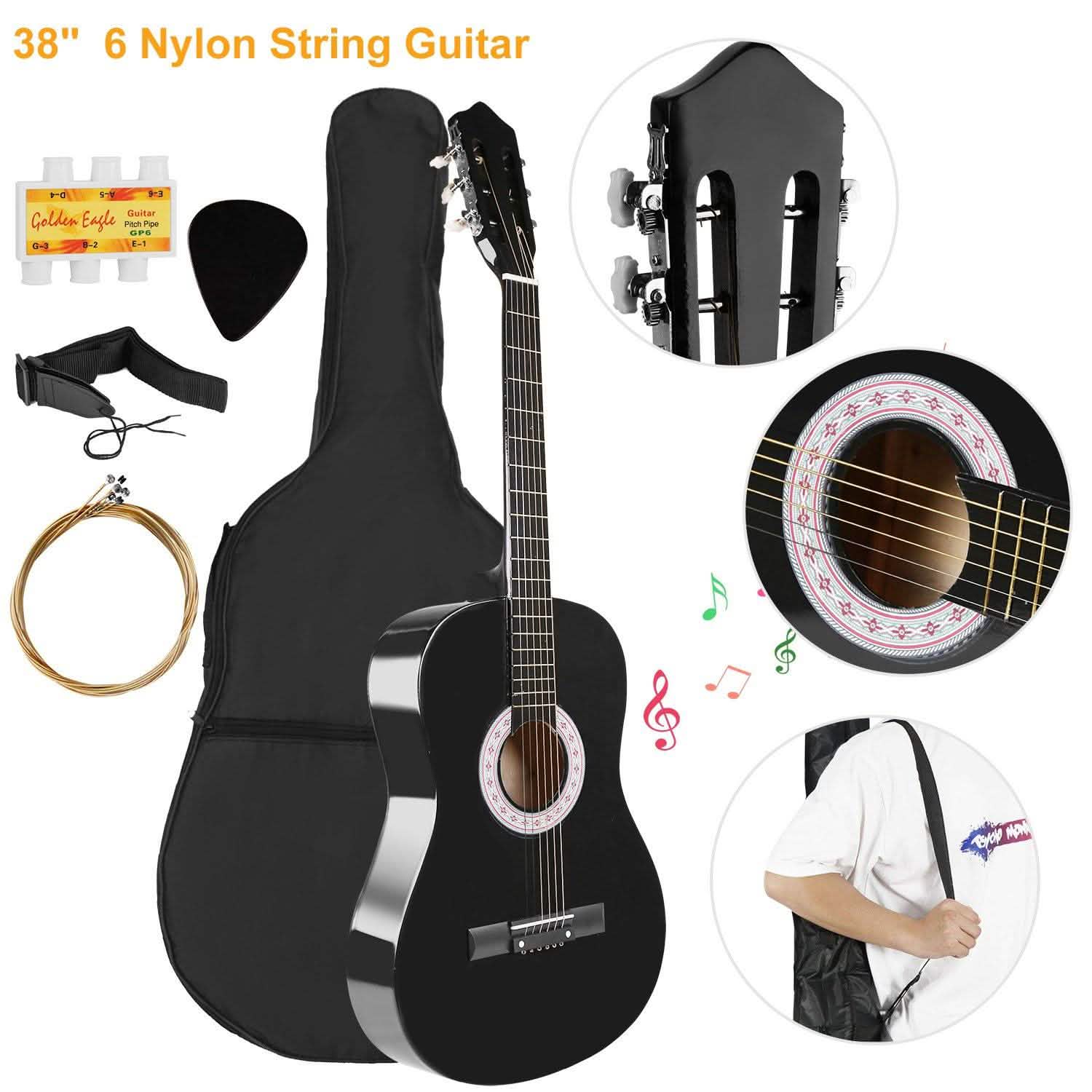 38" Acoustic Beginners Guitar with Guitar Bag Strap Tuner Extra String Toys & Hobbies - DailySale