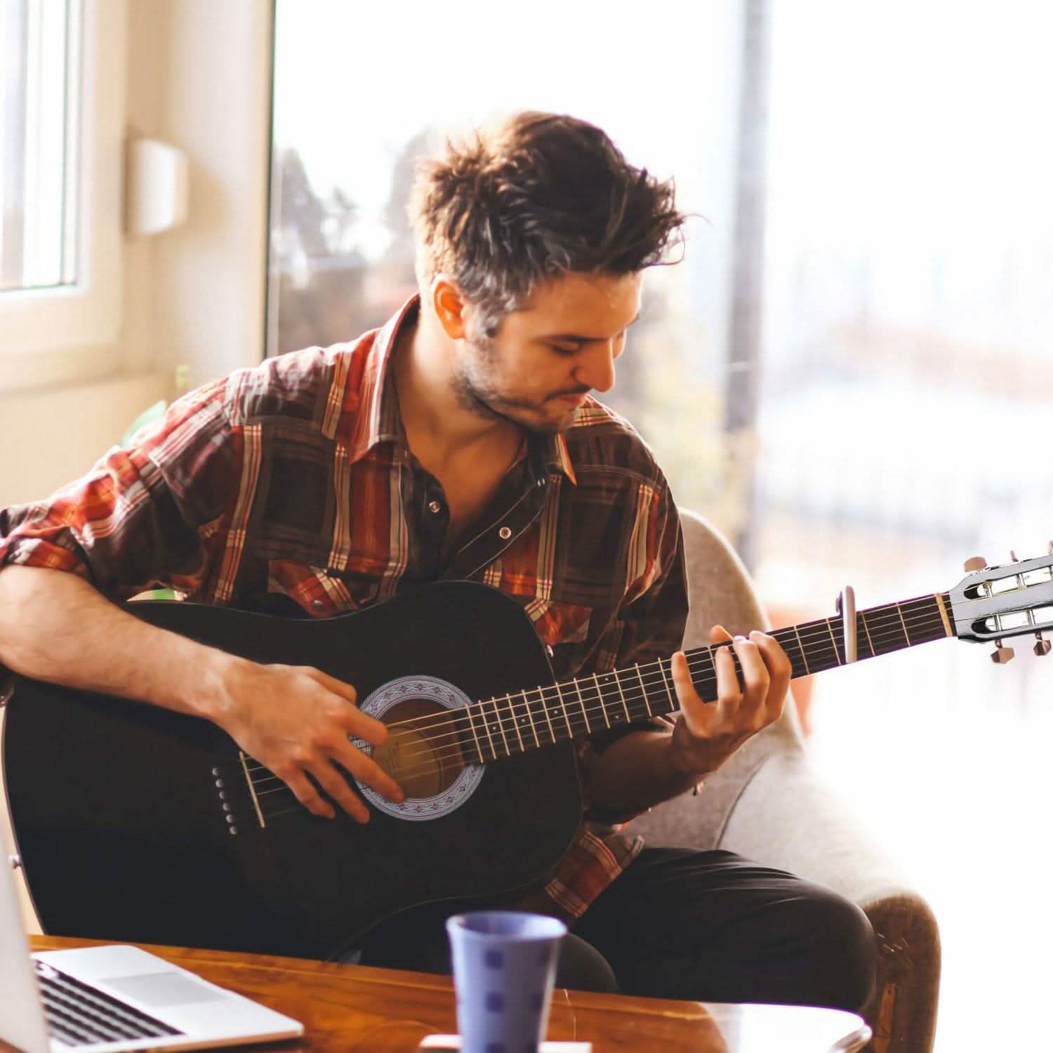 38" Acoustic Beginners Guitar with Guitar Bag Strap Tuner Extra String Toys & Hobbies - DailySale