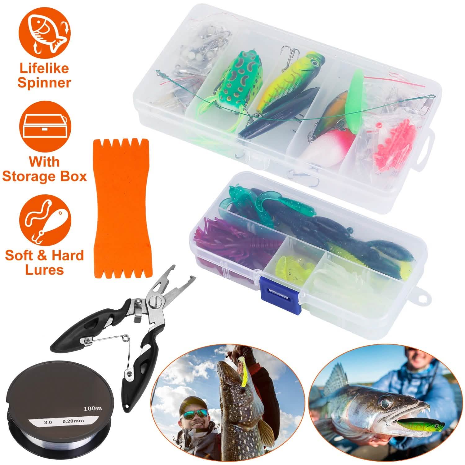383-Piece: Fishing Lures Tackle Box Sports & Outdoors - DailySale