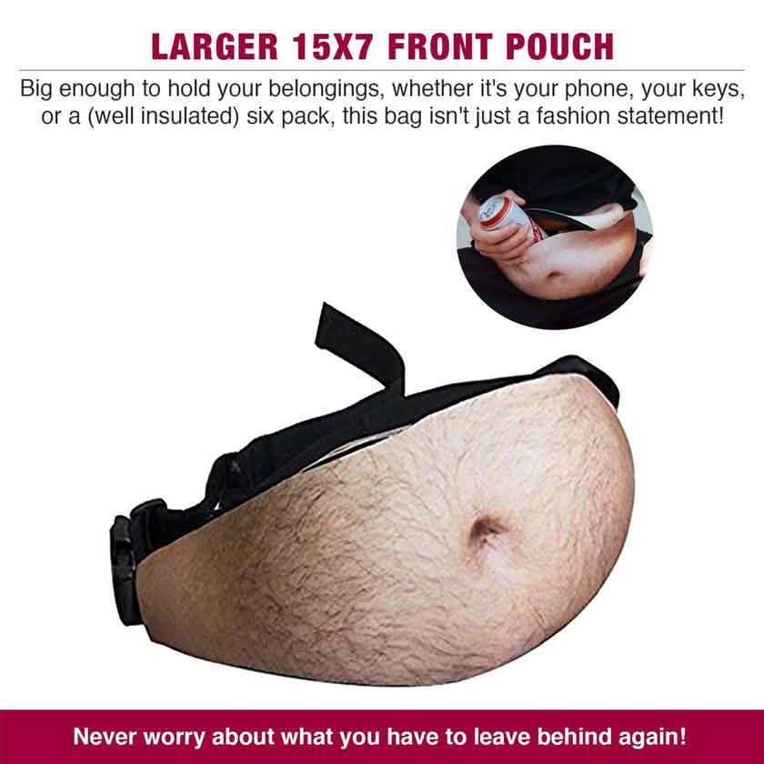 3D Beer Belly Waist Pocket Fanny Pack and Top Prank Gag Gift Travel Carry Pouch Everything Else - DailySale
