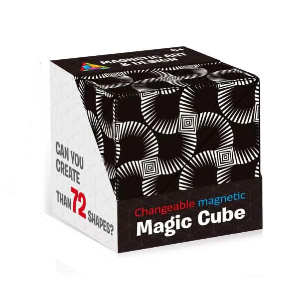 3D Changeable Magnetic Magic Puzzle Cube Toys & Games Black White Space - DailySale
