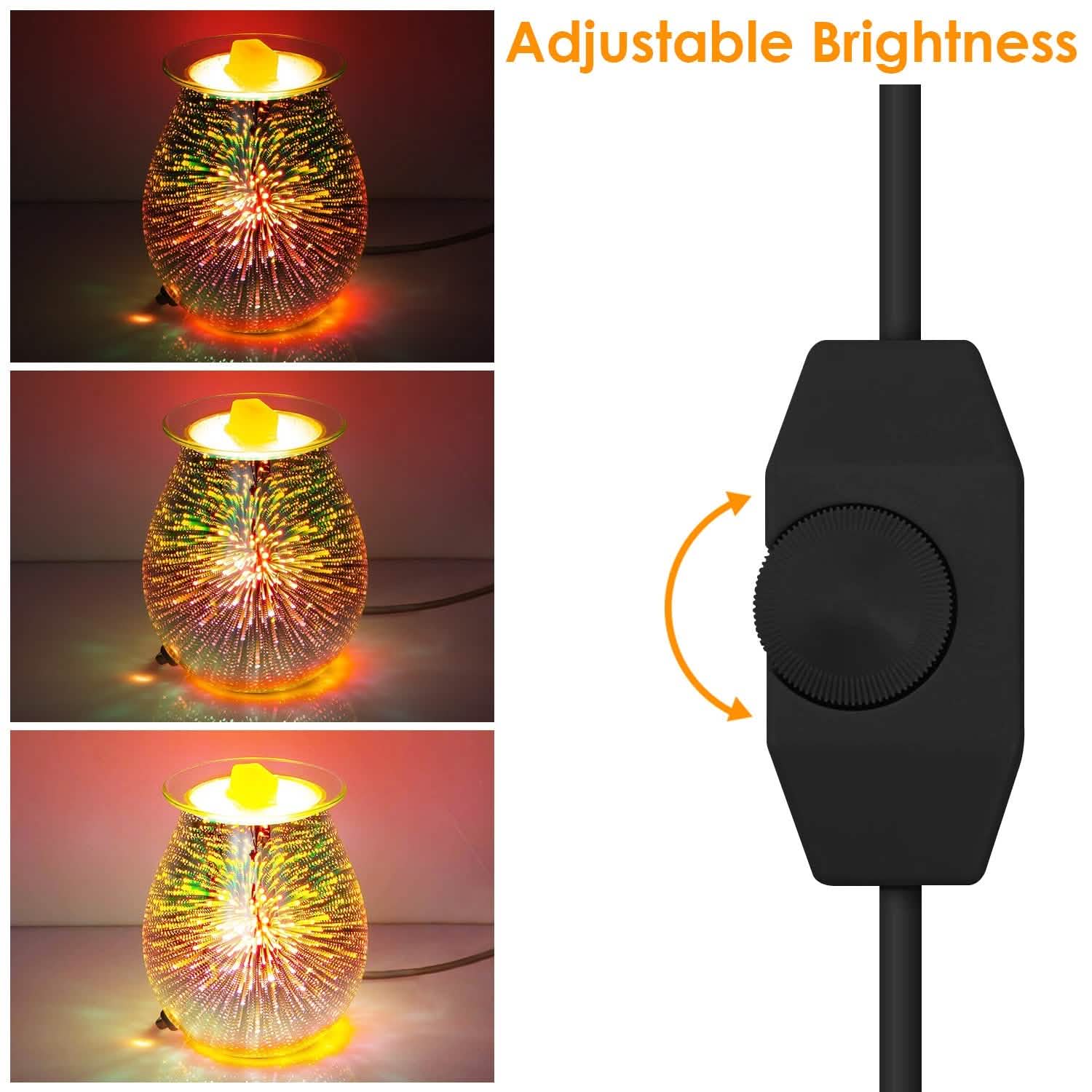 3D Fireworks Glass Wax Warmer Electric Wax Burner Night Lamp Wellness - DailySale