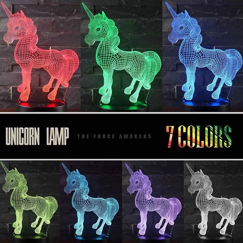 3D LED 7 Color Unicorn Table Lamp Indoor Lighting - DailySale